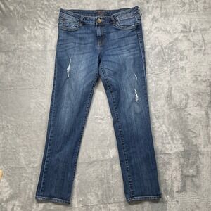 Kut from the Kloth Straight Leg Jeans Womens 10 Blue Excellent Distressed Denim